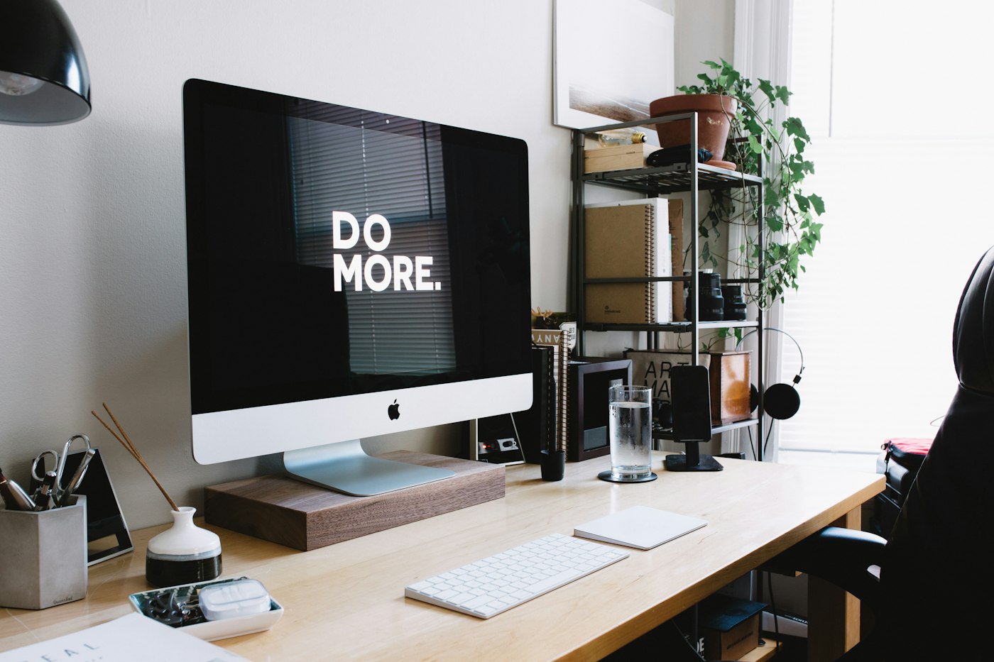 A tidy, well-lit home workspace
